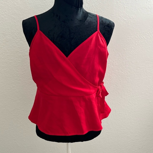 Guess Red Wrap Peplum Blouse - Picture 1 of 9